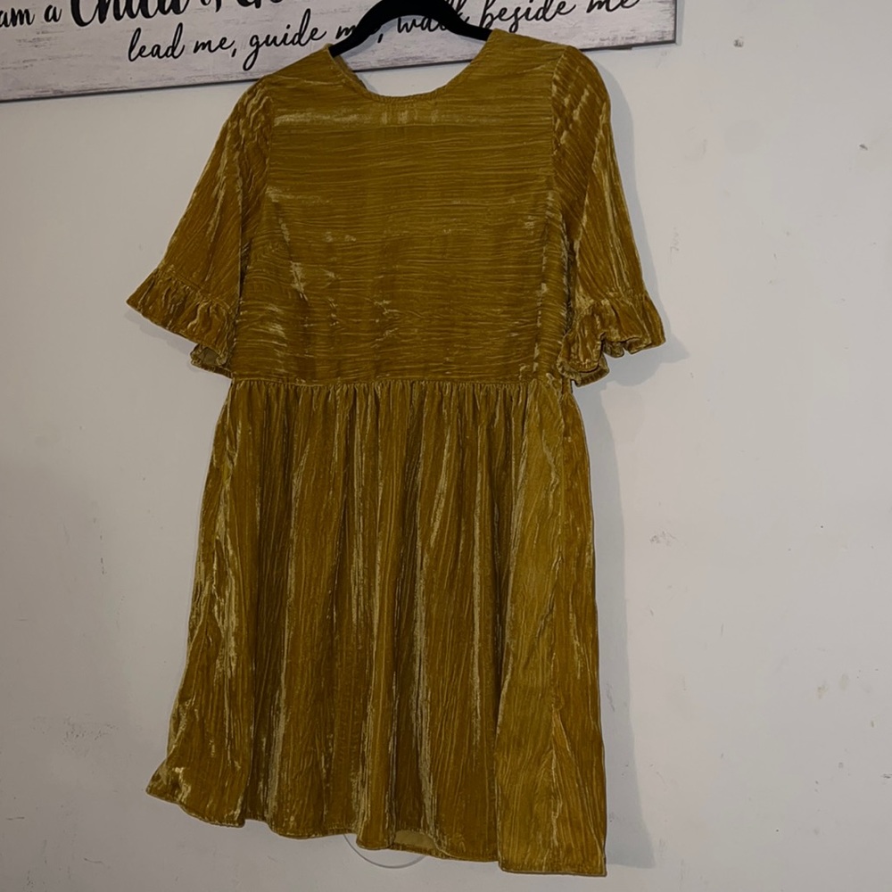 Velvet mustard yellow dress